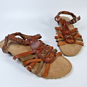 Biza Leather Strap Sandals Women 38 Brown Boho Coastal Chic Beach Casual Comfort